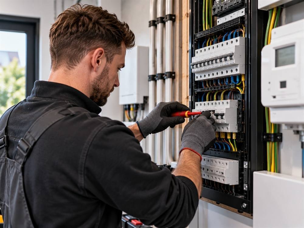 Monteur werkt aan een moderne meterkast met nieuwe groepen